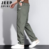 JEEP SPIRIT吉普休闲裤男春夏季直筒裤子男士宽松纯色百搭男裤 军绿色 2XL
