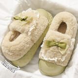 QYCKABY踩屎感棉拖鞋女士冬季2025新款包跟室内家居防滑厚底加绒保暖棉鞋 绿色【包根保暖B款】 38-39 正码