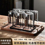 青苹果玻璃杯家用耐热高级感轻奢男士泡茶杯套装待客喝水杯子客厅水壶 直升杯500x6+架+盘【店长推荐】