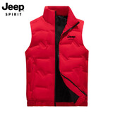 JEEP SPIRIT吉普马甲男秋冬季加棉休闲百搭坎肩保暖背心男大码外套 红色 M