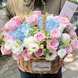 冉子花坊鲜花速递同城配送向日葵混搭抱抱桶玫瑰送女友爱人生日礼物真鲜花 岁月美人