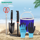 南水灌溉赶海专用工具儿童赶海神器挖蛤蜊耙子钳子抓黄鳝勾螃蟹便携折叠桶 赶海五件套1