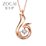 佐卡伊 凤求凰 玫瑰18K金项链钻石吊坠豪华版新年礼物 D00037