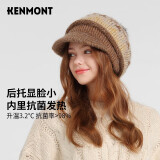 卡蒙（Kenmont）秋冬绵羊毛针织提花贝雷鸭舌帽女韩版百搭八角帽毛球帽km-9439