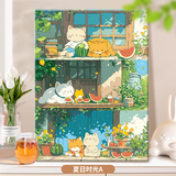 铂呐苓 数字油画diy客厅填充手绘画画填色手工油彩画装饰画儿童画礼物 【夏日时光-A款】40*50带内框