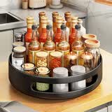 帅仕 厨房置物架旋转调料架台面多层调味料架放佐料架子收纳油盐酱醋 【360°旋转|加厚款】大号-黑色