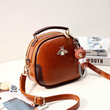 憧憬主义新款单肩包生日礼物女生包包女包七夕时尚小圆包百搭女士小斜挎包 棕色