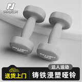 品健（PINJIAN）浸塑哑铃女士家用塑形训练手臂男士健身器材套装 星空灰/6KG*2