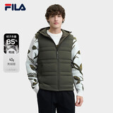 FILA 斐乐官方男士羽绒马甲2025冬时尚休闲基础保暖连帽上衣
