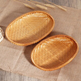 手工烟熏竹编篮子椭圆竹筛馒头收纳筐晾晒簸箕水果烧烤小吃篮筛子 竹编烟熏椭圆筐26*18