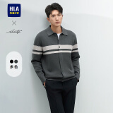 海澜之家（HLA）针织开衫男款轻商务时尚印花保暖毛衣男冬 深灰镶拼04 3XL 190/104A 推荐181~196斤