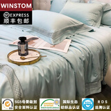 180支进口兰精天丝夏凉被四件套双面冰丝空调被可水洗凉感薄被子4 180支丝柔-天空蓝 200x230cm（夏被+枕套+床单）