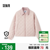 森马（Semir）棉服女灯芯绒翻领菱形格复古2024冬三防宽松轻薄棉衣109724112007