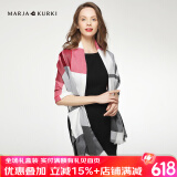 玛丽亚.古琦（MARJA KURKI）羊毛围巾女冬季 礼盒装保暖披肩围巾两用 千鸟格围脖女礼物 白/酒红/灰