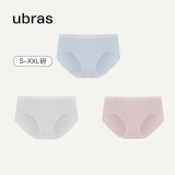 ubras女士内裤女抗菌底裆中腰三角裤椰青灰+淡雅粉+粉末蓝S