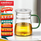 金灶（KAMJOVE）茶水分离杯过滤茶杯绿茶杯玻璃杯喝水杯创意月牙杯个人杯办公室杯 TP-602（琉璃手柄）