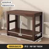 格匠鱼缸架子生态缸专用超强承重底座家用客厅实木花架一体落地置物架 胡桃色90*50*70cm(粗腿)2S鱼缸架