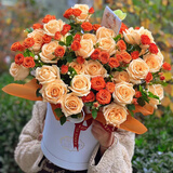 冉子花坊情人节鲜花速递粉玫瑰抱抱桶向日葵花篮生日礼物送女友同城配送 52朵香槟玫瑰抱抱桶