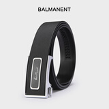 巴玛特（Bal Manent）皮带男自动扣内穿式真皮情人节牛皮裤腰带男休闲男友父亲生日礼物 黑色 105cm