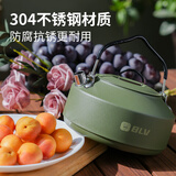 八驴户外烧水壶便携式锅具露营煮锅炊具野炊套锅野营全套装备 不锈钢单壶1.0L