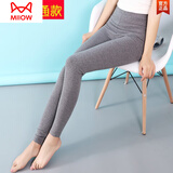 猫人（MiiOW）纯棉秋裤女单件薄款高腰全棉衬裤美体棉毛裤弹力打底大码春秋季 深灰色 XXL
