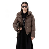 太平鸟2024冬季绗缝短泡芙羽绒服A1ACE431T 咖色 M