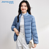 真维斯（JEANSWEST）羽绒服女轻薄短款冬季立领修身保暖显瘦加绒外套女浅蓝色M