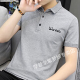 哇牌裳男士T恤夏季保罗带领男士冰丝有领半袖潮流翻领定制工作服短袖t恤 浅灰 2XL