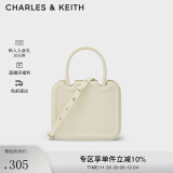 CHARLES&KEITH小方Perline饼干包手提包单肩包包女包生日礼物CK2-30781598 粉白色Chalk S