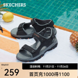 斯凯奇（Skechers）凉鞋男夏季司机户外运动增高魔术贴沙滩鞋渔夫凉鞋204105 黑色/BLK 45