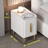 卧室床头柜卧室2025新款小型家用收纳柜超窄极窄边创意小床头柜 米白色（普通款）双抽 48cm高 30cm宽*40cm厚