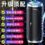 鲁仕柏林之声音响户外便携低音炮AI智能蓝牙音箱双喇叭超大音量家用户外便携音响哈曼卡顿音效 黑色Plus版 顶配版[语音点歌/震撼双喇叭]