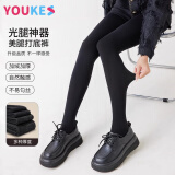 优棵树光腿神器打底裤袜女秋冬季加绒加厚裸感美腿黑色显瘦肤色连脚裤袜 连脚黑【秋冬210g/10-20°c】 1条 均码 建议身高150cm-180cm