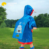 lemonkid儿童雨衣男女童小学生雨披带书包位上学 蓝色机器人 M