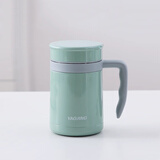 陶瓷保温杯非涂层真陶瓷内胆水杯男女士办公桌面杯子 薄荷绿【带手柄】350ml