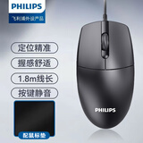 飞利浦（PHILIPS）鼠标有线 USB接口通用即插即用 日常家用商务办公笔记本台式通用轻量化鼠标 有线静音鼠标黑色
