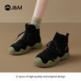 快乐玛丽（J&M）雪地靴女2025冬季新款复古厚底加绒加厚保暖防风东北棉鞋女 绿色【加绒保暖】 38