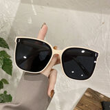 墨镜男女通用新款韩版潮流网红大脸显瘦气质大框太阳镜女 【米白】高颜值防晒太阳镜