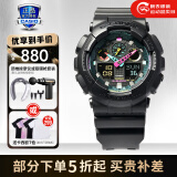 卡西欧（CASIO）男表黑金G-SHOCK双显运动防水时尚腕表 GA-100MF-1A霓虹未来