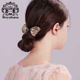 Royal sasa皇家莎莎蝴蝶结发夹头饰日韩国版发卡横夹人造水晶马尾夹发饰 咖啡色