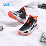 361°儿童棉鞋25冬男女童3-14岁加绒保暖革面户外运动鞋 黑36
