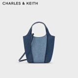 CHARLES&KEITH柔软手提包斜挎菜篮子包水桶包包女包生日礼物CK2-51220011 Denim Blue深牛仔蓝色 S