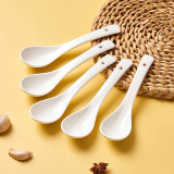 友来福长柄陶瓷勺子吃饭勺小汤勺汤匙调羹家用餐厅甜品勺纯白5只装