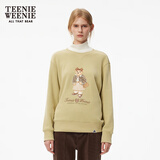 Teenie Weenie小熊女装时尚卫衣秋季简约印花圆领套头衫休闲风上衣 橄榄绿 S (160)