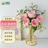 吕姆克假花仿真花客厅摆设尤加利装饰家居饰品花艺摆件花瓶+花束粉6002