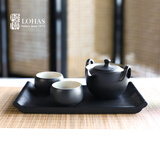 陆宝官方功夫茶具套装1壶2杯简易泡茶壶茶杯礼盒装 陶然盖碗 24H发货 1壶 2杯 TBWC002BK