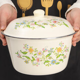 欧丽家 搪瓷盆家用带盖加厚国产猪油罐怀旧老式厨房铁瓷盆装猪油盆 芳香 20cm