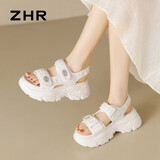 ZHR运动凉鞋女士便捷魔术贴厚底女鞋百搭外穿鞋子女 G663 米色 39
