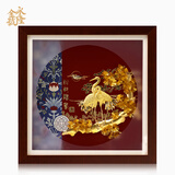 永隆金号松龄鹤寿长辈祝寿生日贺寿礼物送老人家寿辰金箔画礼品激光刻字 30*30CM松龄贺寿B款