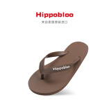 hippobloo泰国进口河马乳胶人字拖粗带纯色浮雕标志款舒适防滑橡胶拖鞋ins 巧克力 40-41 (泰10.5)